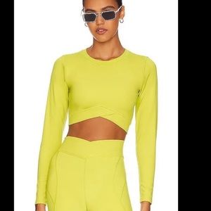 L*space | Active Aim High Surplice Long Sleeve Top in Lime Green Size XS
